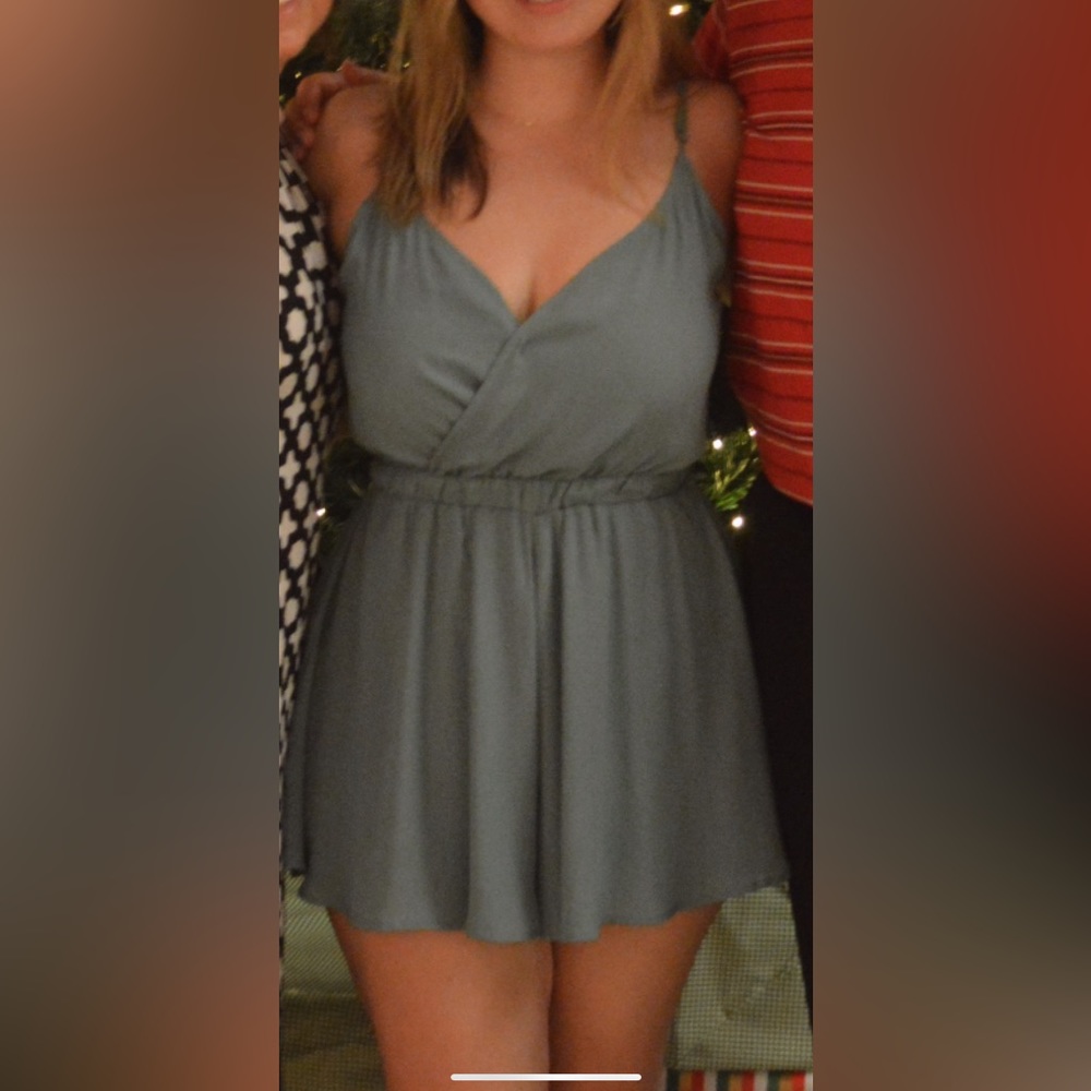 Show me your mumu blue/green romper.